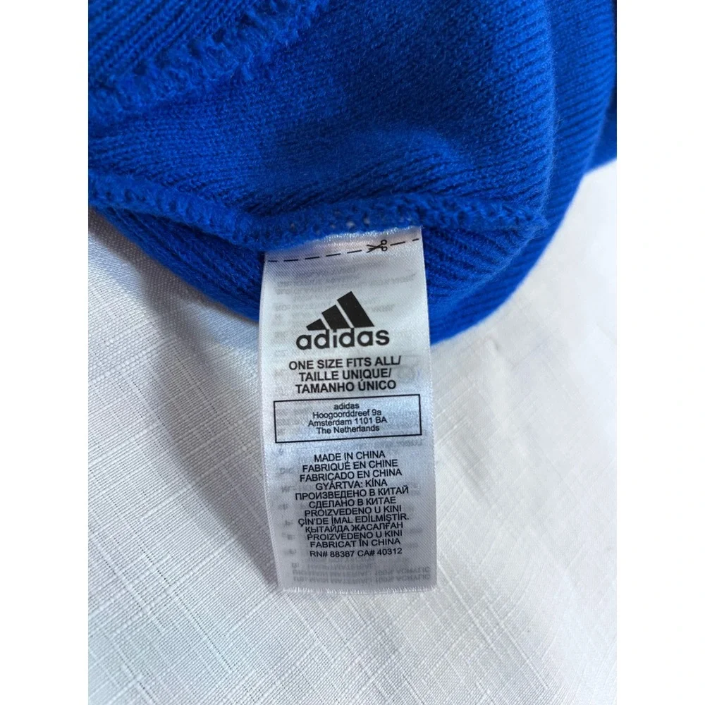 Adidas Beanie OSFA Royal Blue LN Embroidered Knit Cuffed Hat Mens